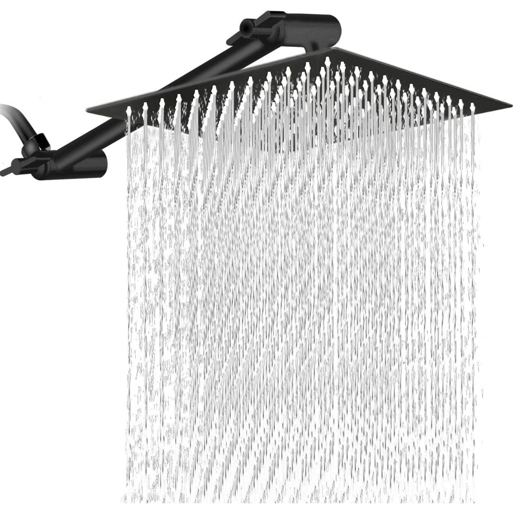 10" Square Rainfall & High Pressure Stainless Steel Bath Shower head  Matte Black