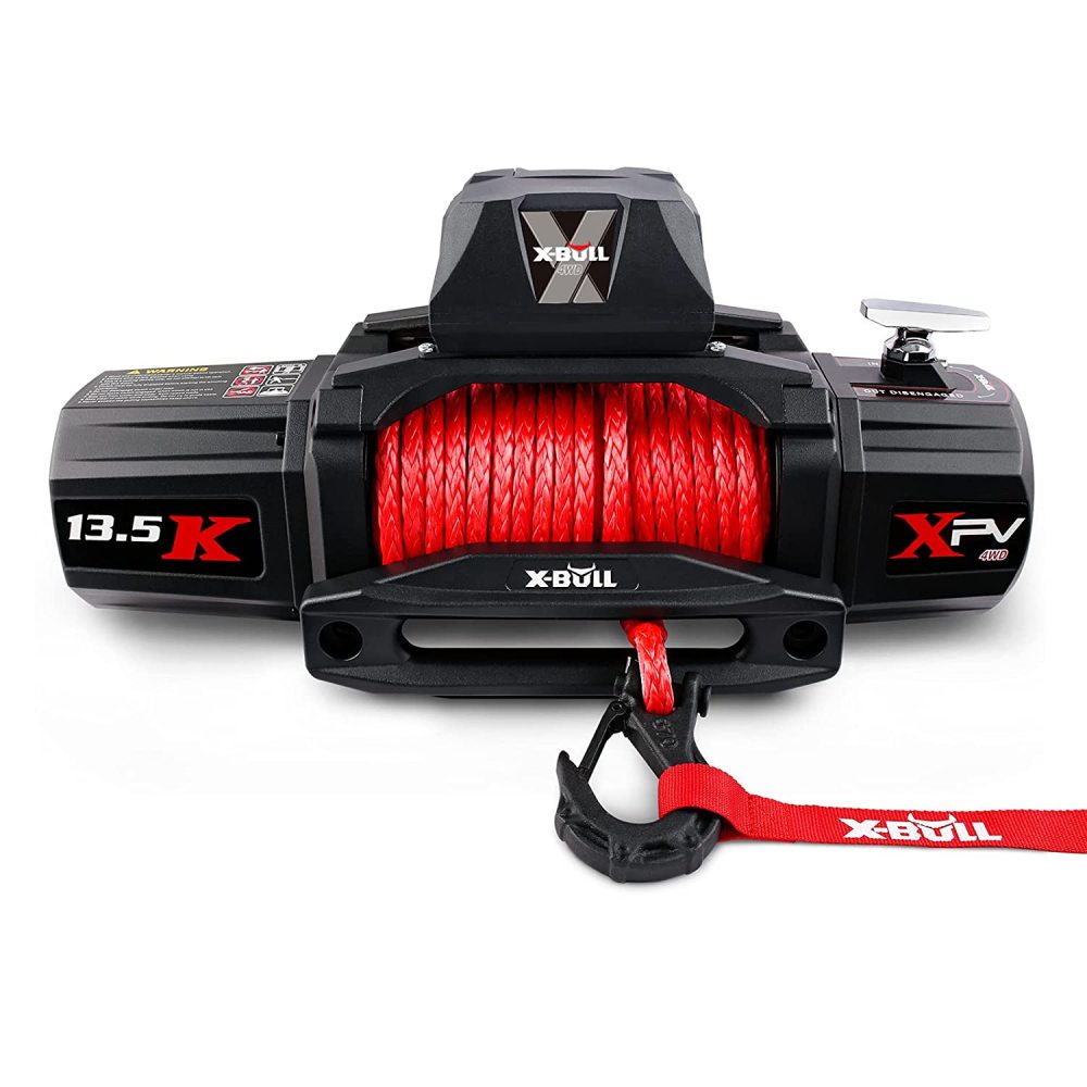 X-BULL 13500 LBS Electric Winch XPV  12V Synthetic Red Rope New Arrival Jeep Towing Truck 4WD