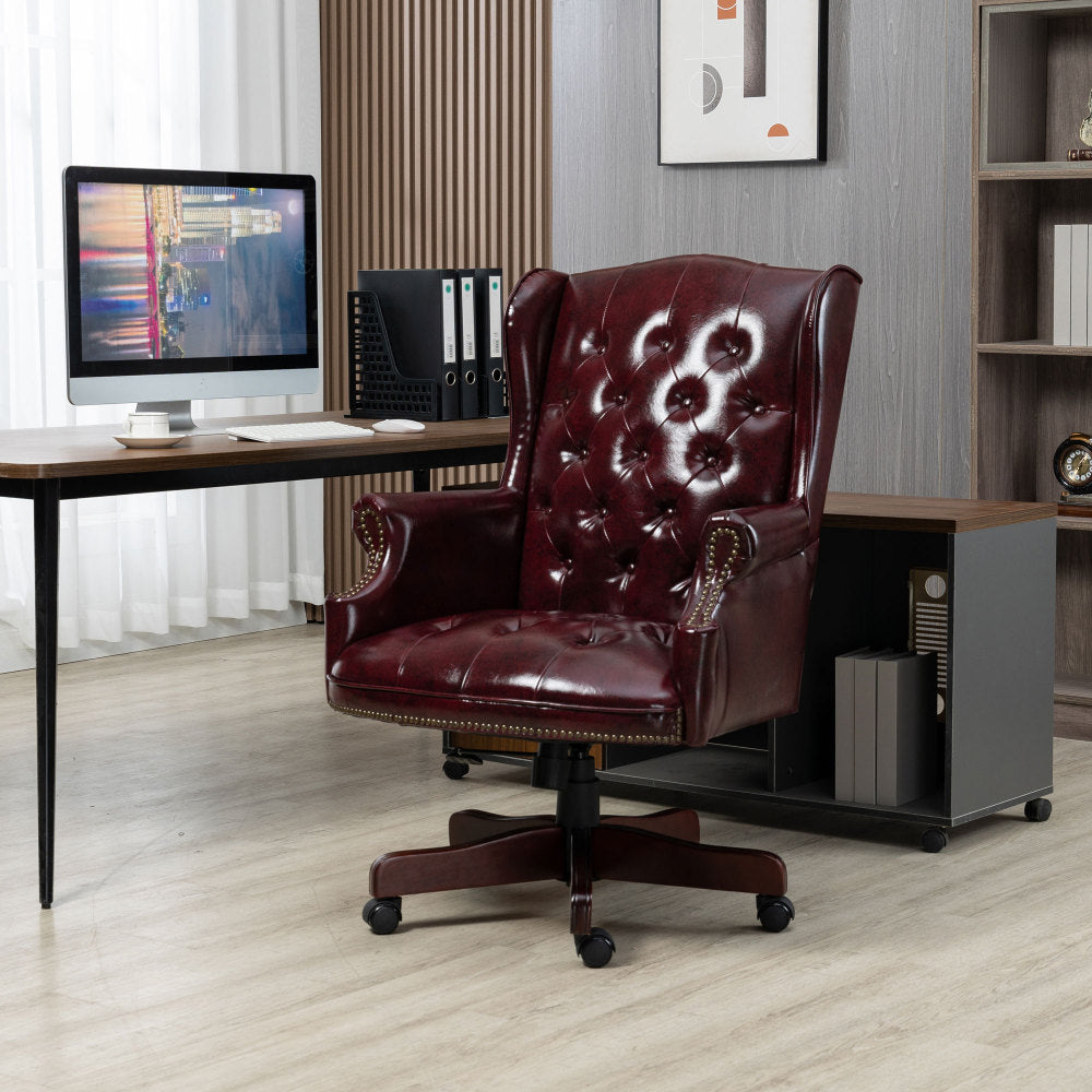 Executive Office Chair - High Back Reclining Comfortable Desk Chair - Ergonomic Design - Thick Padded Seat and Backrest - PU Leather Desk Chair with Smooth Glide Caster Wheels, 1 Pack Black