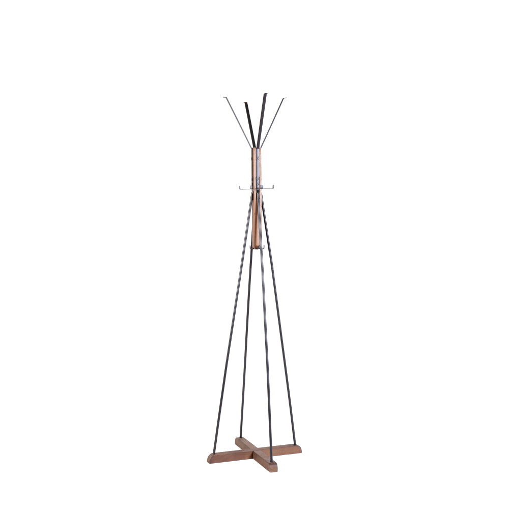 Reclaimed Wood and Metal Freestanding Coat Rack with Hooks use in bedroom, living room