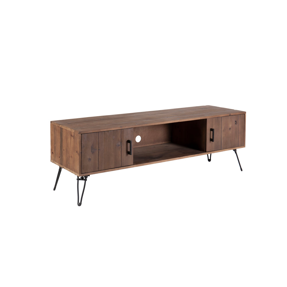 Industrial style Reclaimed wood Media TV Stand with Storage Cabinet for Living Media Room
