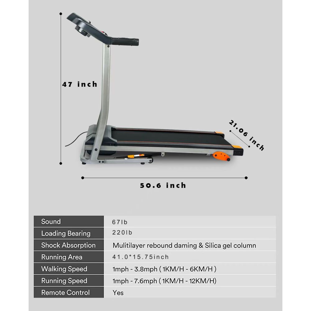 Folding Treadmill 2.5HP 12KM/H, Foldable Home Fitness Equipment with LCD for Walking & Running, Cardio Exercise Machine, 4 Incline Levels, 12 Preset or Adjustable Programs, Bluetooth Connectivity, Bla