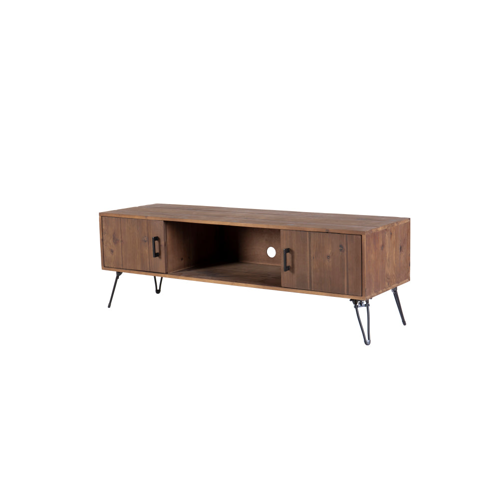 Industrial style Reclaimed wood Media TV Stand with Storage Cabinet for Living Media Room