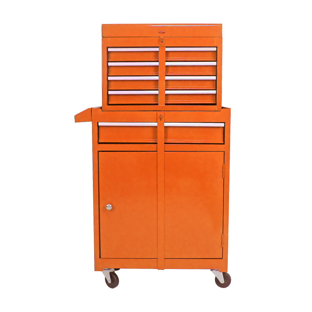 Rolling Tool Chest, 5-Drawer Tool Box Organizer w/Lockable Wheels & Sliding Drawers & Detachable Top & Adjustable Shelf, Tool Storage Cabinet for Garage Workshop(ORANGE)