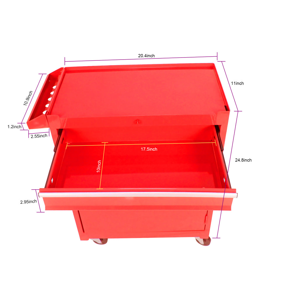 Rolling Tool Chest, 5-Drawer Tool Box Organizer w/Lockable Wheels & Sliding Drawers & Detachable Top & Adjustable Shelf, Tool Storage Cabinet for Garage Workshop(RED)