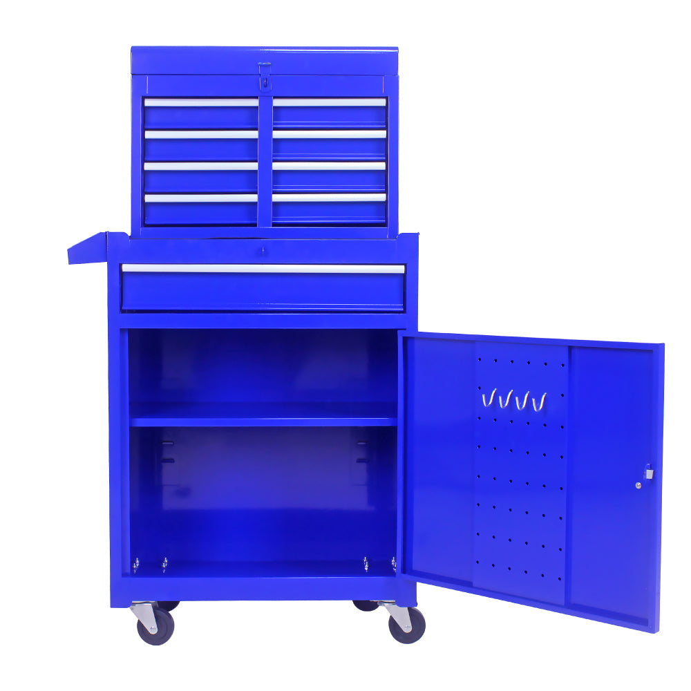 Rolling Tool Chest, 5-Drawer Tool Box Organizer w/Lockable Wheels & Sliding Drawers & Detachable Top & Adjustable Shelf, Tool Storage Cabinet for Garage Workshop(BLUE)
