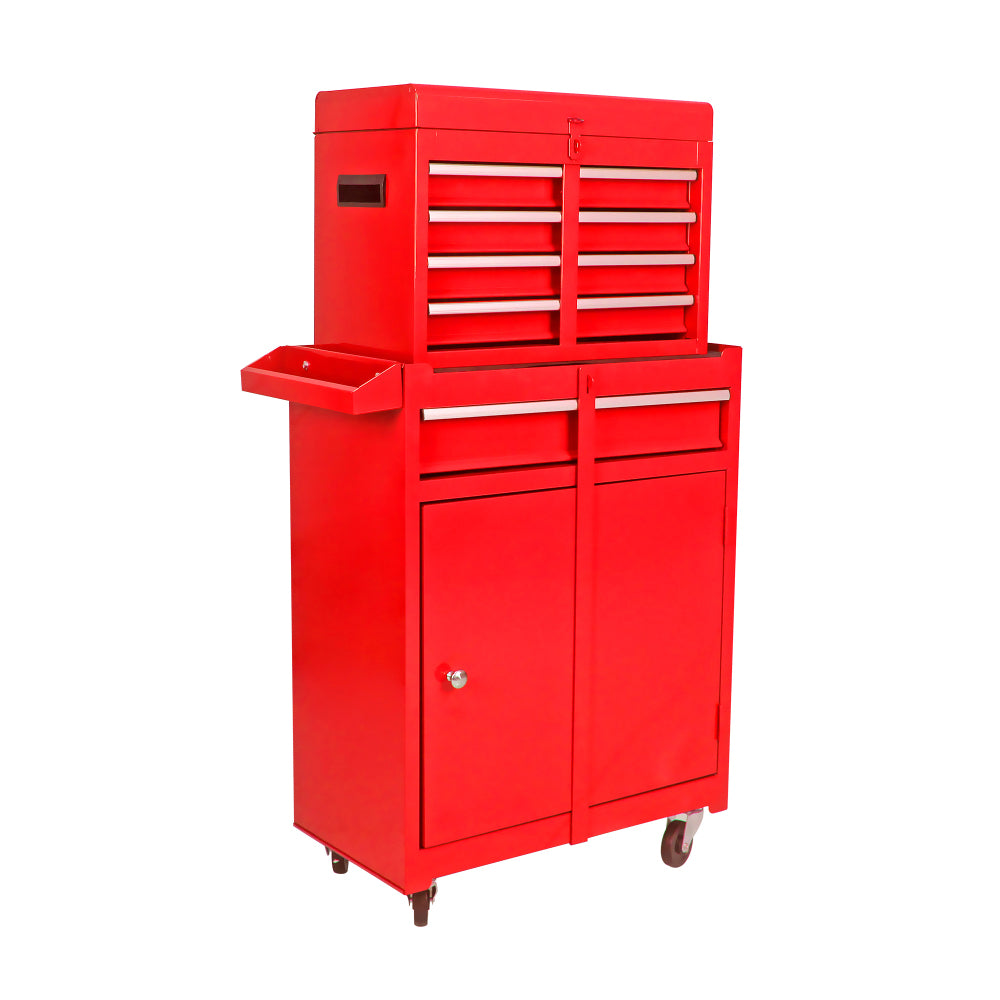 Rolling Tool Chest, 5-Drawer Tool Box Organizer w/Lockable Wheels & Sliding Drawers & Detachable Top & Adjustable Shelf, Tool Storage Cabinet for Garage Workshop(RED)