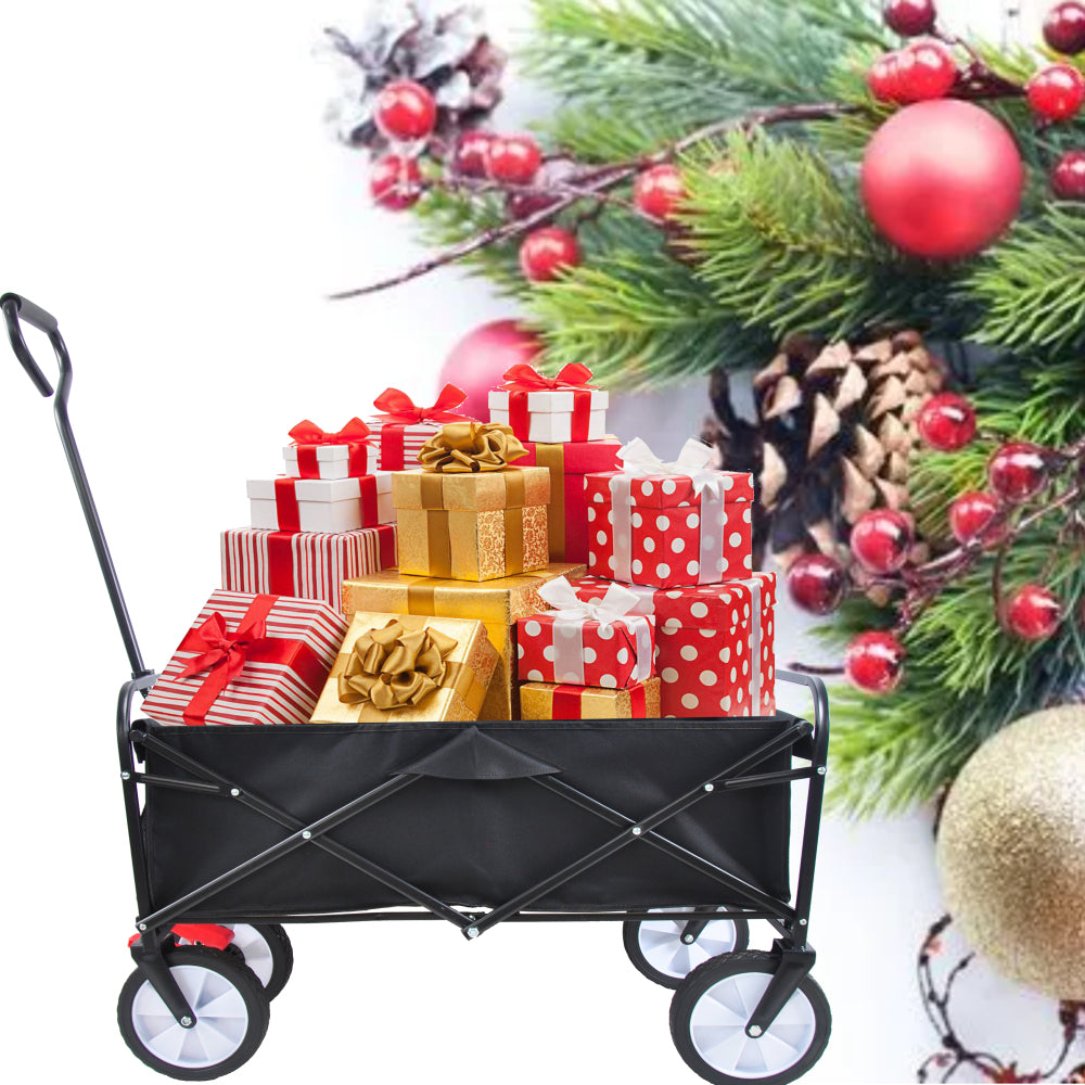 Folding Wagon Garden Shopping Beach Cart (Red)