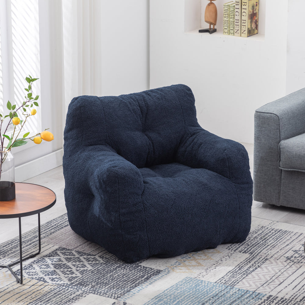 010-Soft Teddy Fabric Tufted Foam Bean Bag Chair With Teddy Fabric Coffee