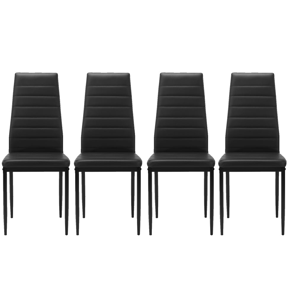 Modern Style Dining Chair Set for 4 with Comfortable PU Leather and Silver Chrome Plated chair legs,White
