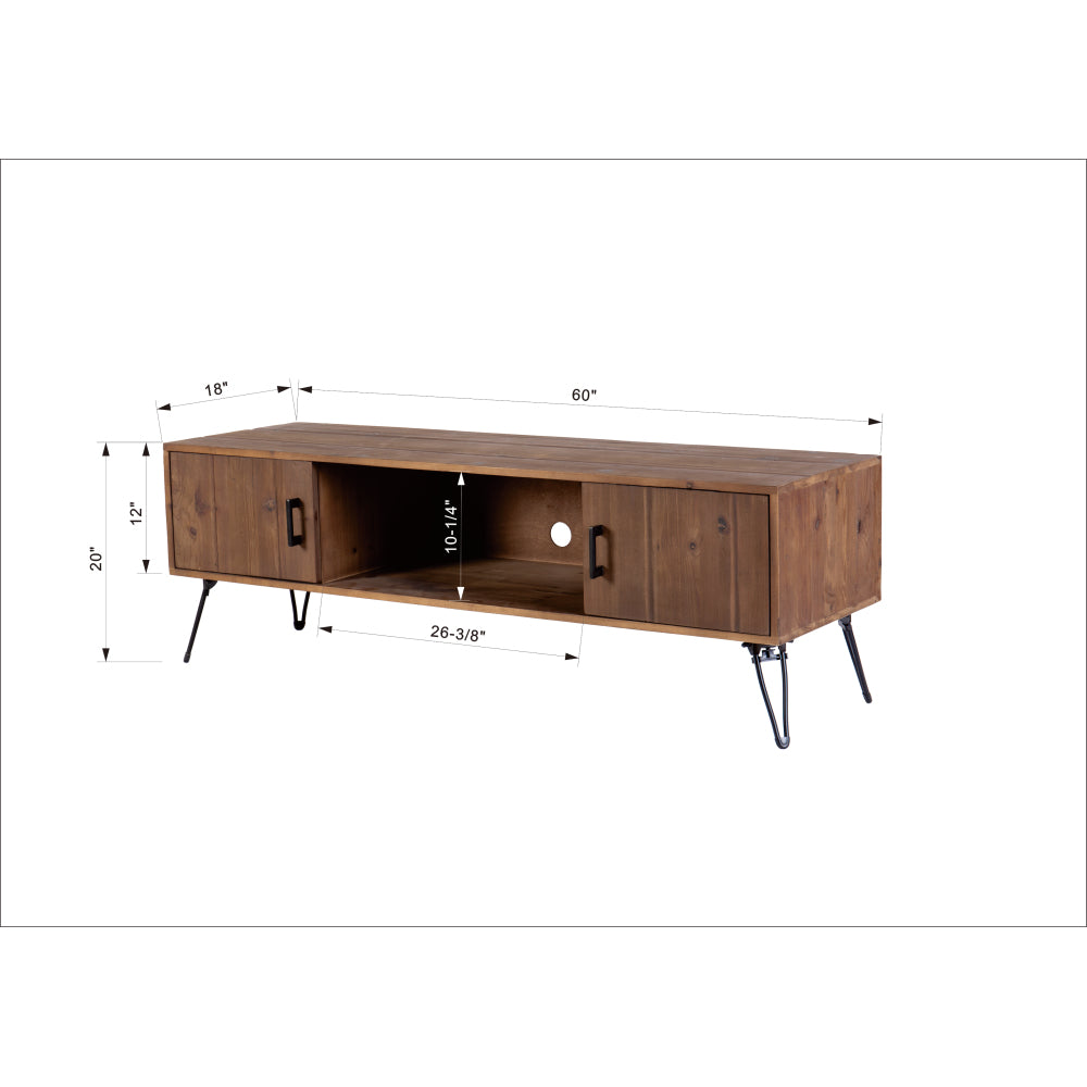 Industrial style Reclaimed wood Media TV Stand with Storage Cabinet for Living Media Room
