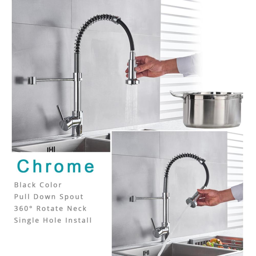 Single Handle Pull Down Sprayer Kitchen Sink Faucet