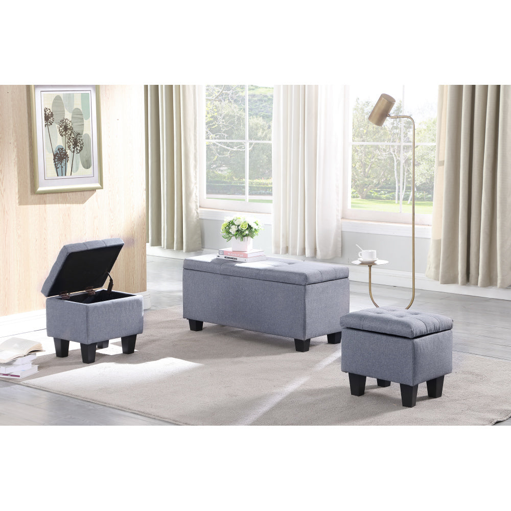 [VIDEO] Large Storage Ottoman Bench Set, 3 in 1 Combination Ottoman, Tufted Ottoman Linen Bench for Living Room, Entryway, Hallway, Bedroom Support 250lbs