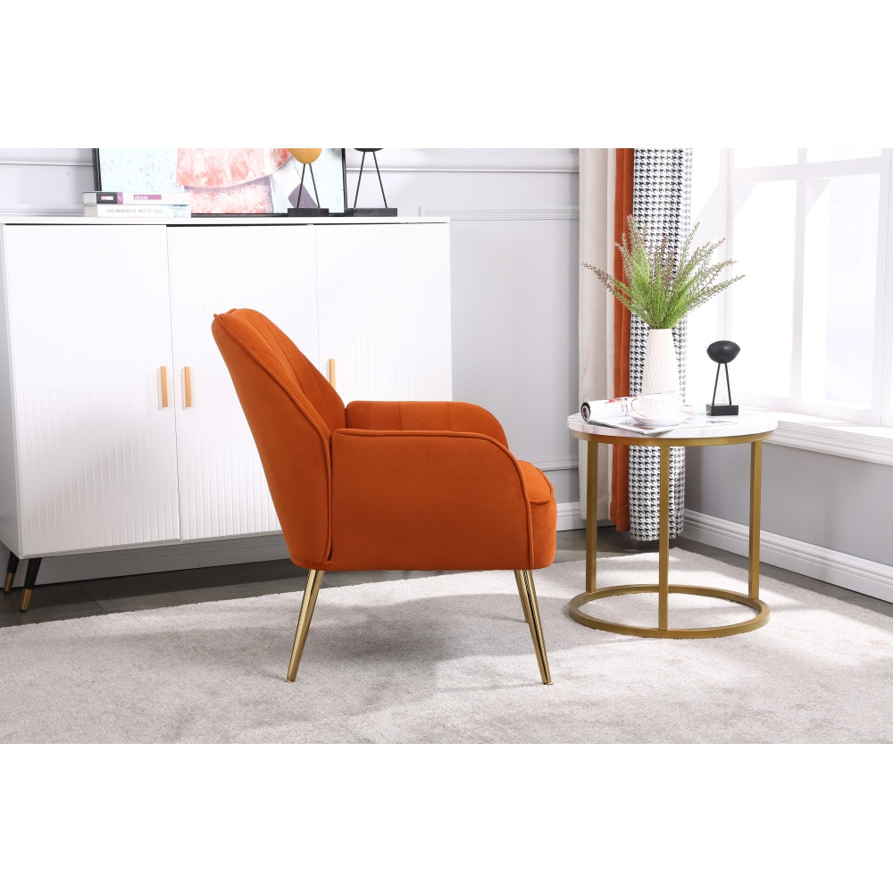 Modern Mid Century Chair velvet  Sherpa Armchair for Living Room Bedroom Office Easy Assemble(ORANGE)