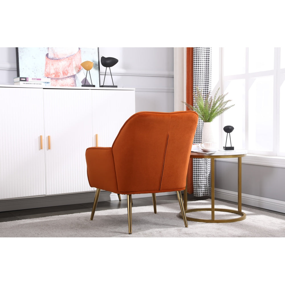 Modern Mid Century Chair velvet  Sherpa Armchair for Living Room Bedroom Office Easy Assemble(ORANGE)