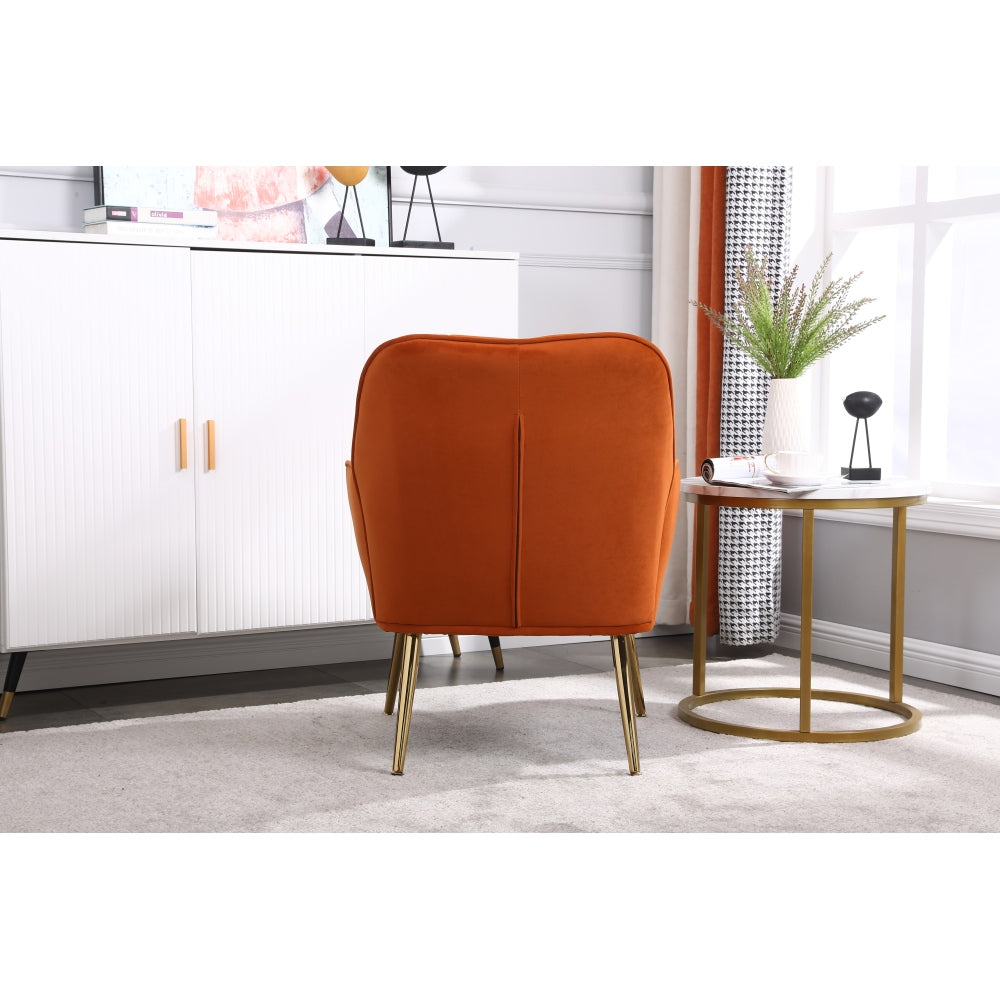 Modern Mid Century Chair velvet  Sherpa Armchair for Living Room Bedroom Office Easy Assemble(ORANGE)