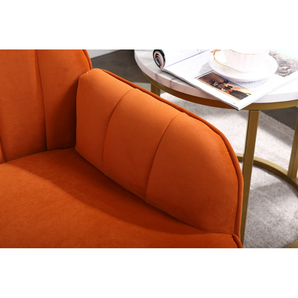 Modern Mid Century Chair velvet  Sherpa Armchair for Living Room Bedroom Office Easy Assemble(ORANGE)