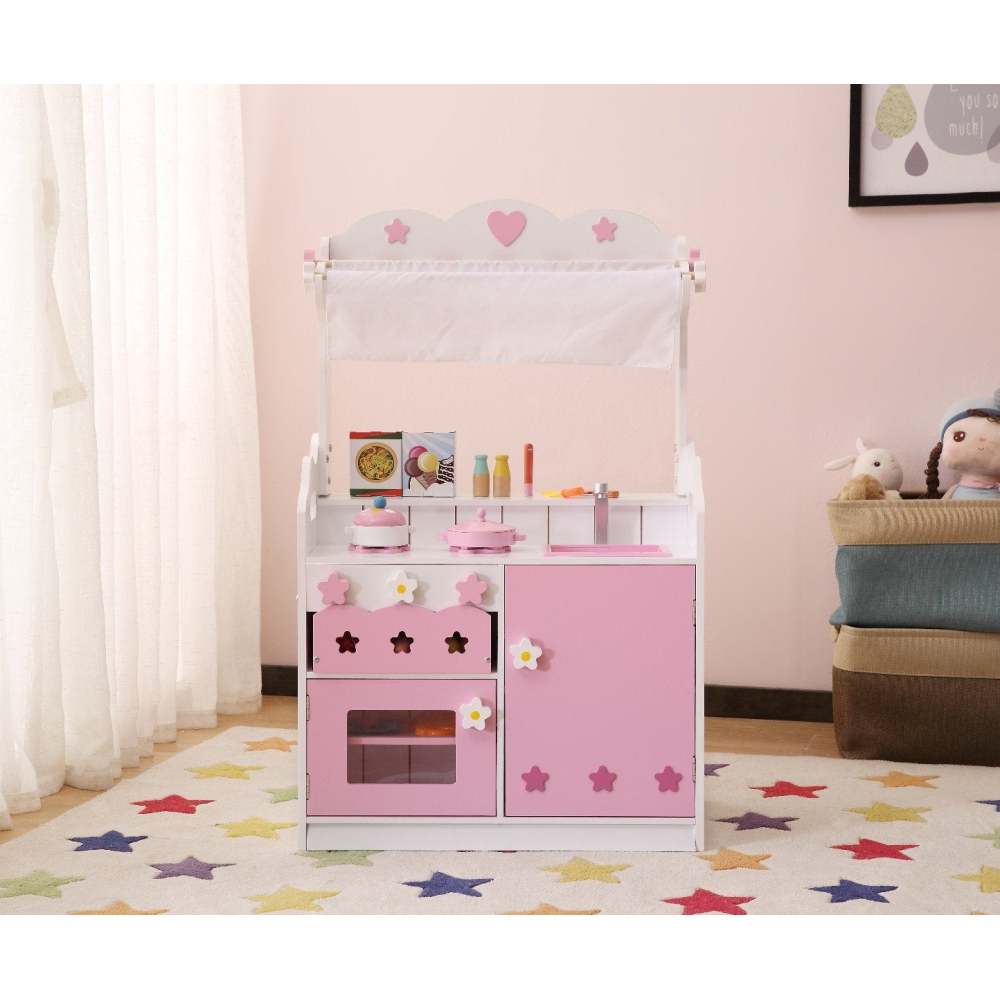 Kids Funnel 2 In 1 Pink Pretend Kitchen and Market Stal