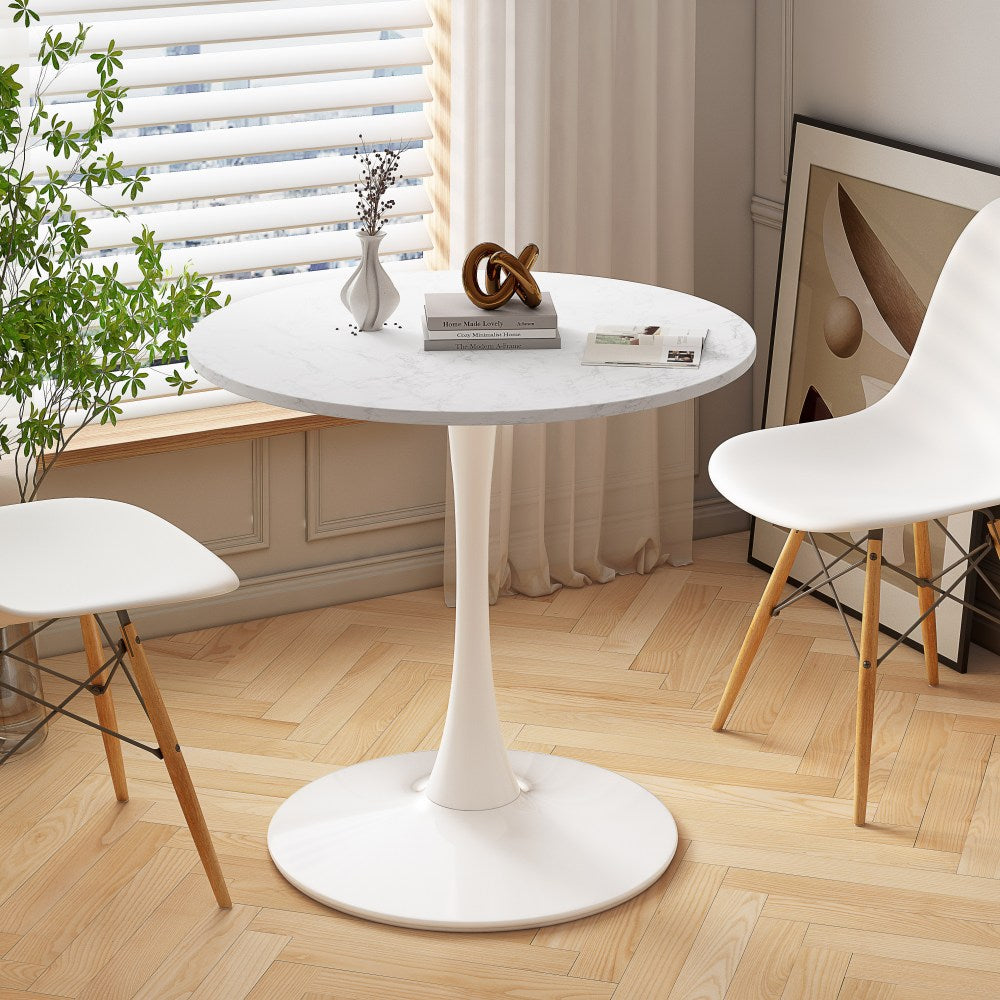31.50"Modern Octagonal Coffee Table with MDF Table Top,Metal Base, for Dining Room, Kitchen, Living Room,White