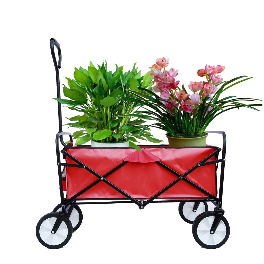 Folding Wagon Garden Shopping Beach Cart (Black)