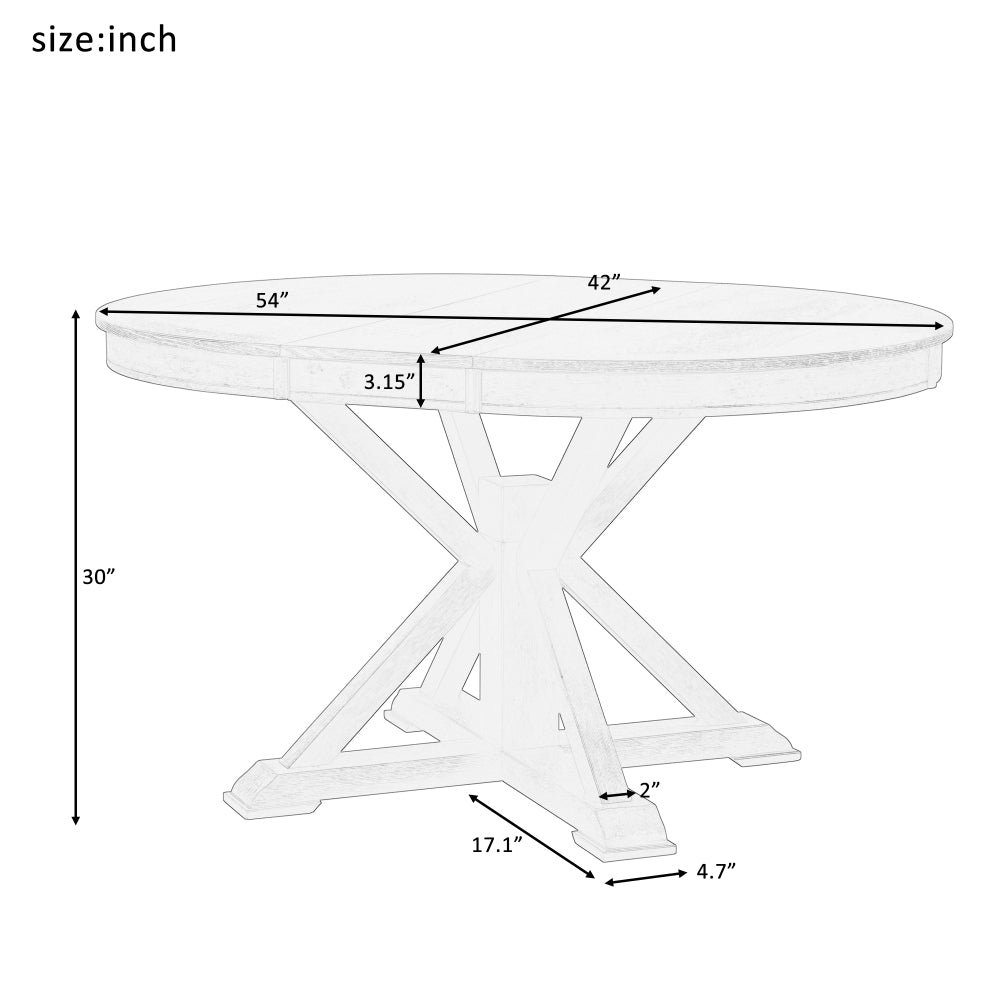 TREXM Retro Functional Extendable Dining Table with a 12" Leaf for Dining Room and Living Room (Natural Wood Wash)
