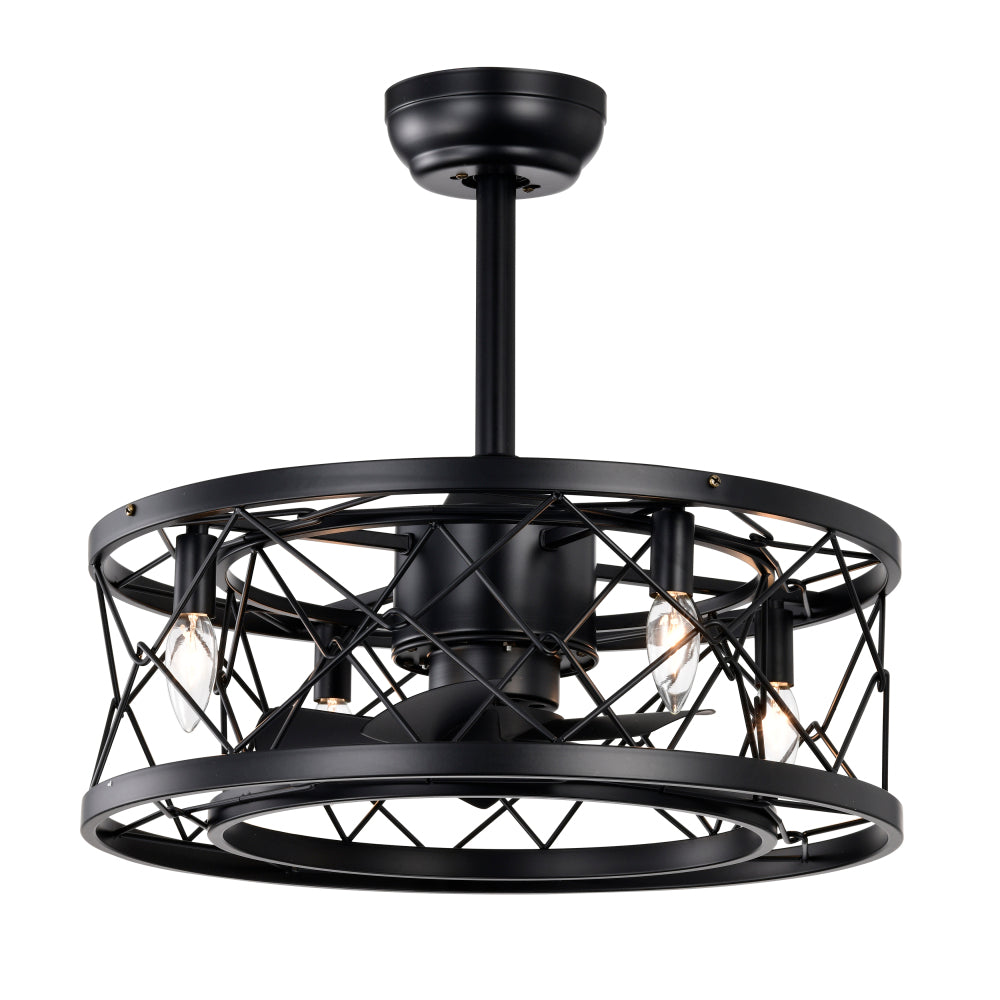25.8''  Industrial Ceiling Fan with remote control ,5 ABS Blades small size ceiling fan For Living Room, Dining Room, Bedroom, Family Room, Matte Black ,6 PCS*E26 (Does Not Include Light Bulbs)