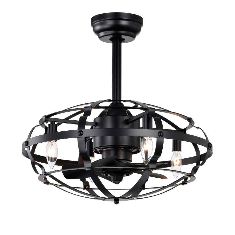 25.8''  Industrial Ceiling Fan with remote control ,5 ABS Blades small size ceiling fan For Living Room, Dining Room, Bedroom, Family Room, Matte Black ,6 PCS*E26 (Does Not Include Light Bulbs)