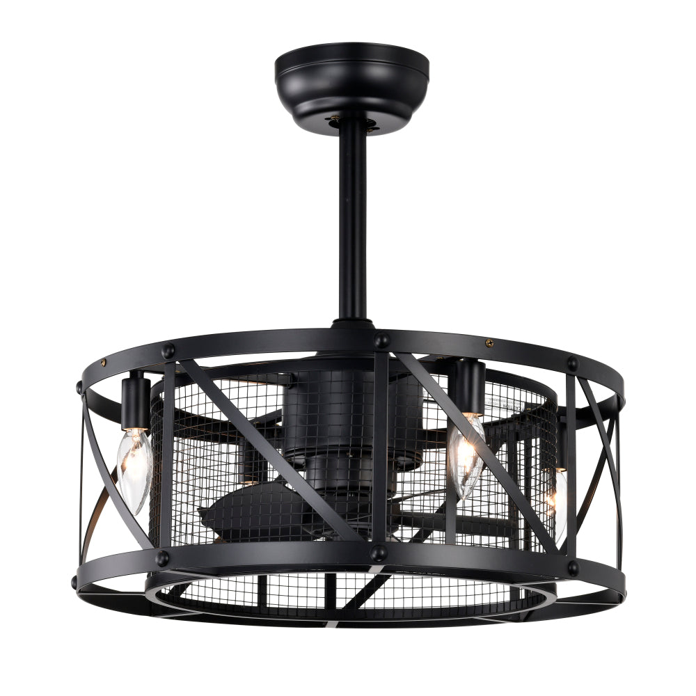 25.8''  Industrial Ceiling Fan with remote control ,5 ABS Blades small size ceiling fan For Living Room, Dining Room, Bedroom, Family Room, Matte Black ,6 PCS*E26 (Does Not Include Light Bulbs)