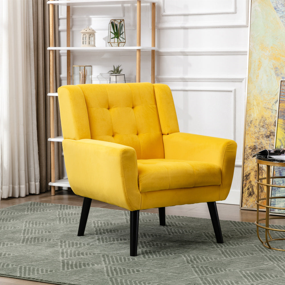 Modern Soft Teddy  Material Ergonomics Accent Chair Living Room Chair Bedroom Chair Home Chair With Black Legs For Indoor Home-Grey Teddy Fabric