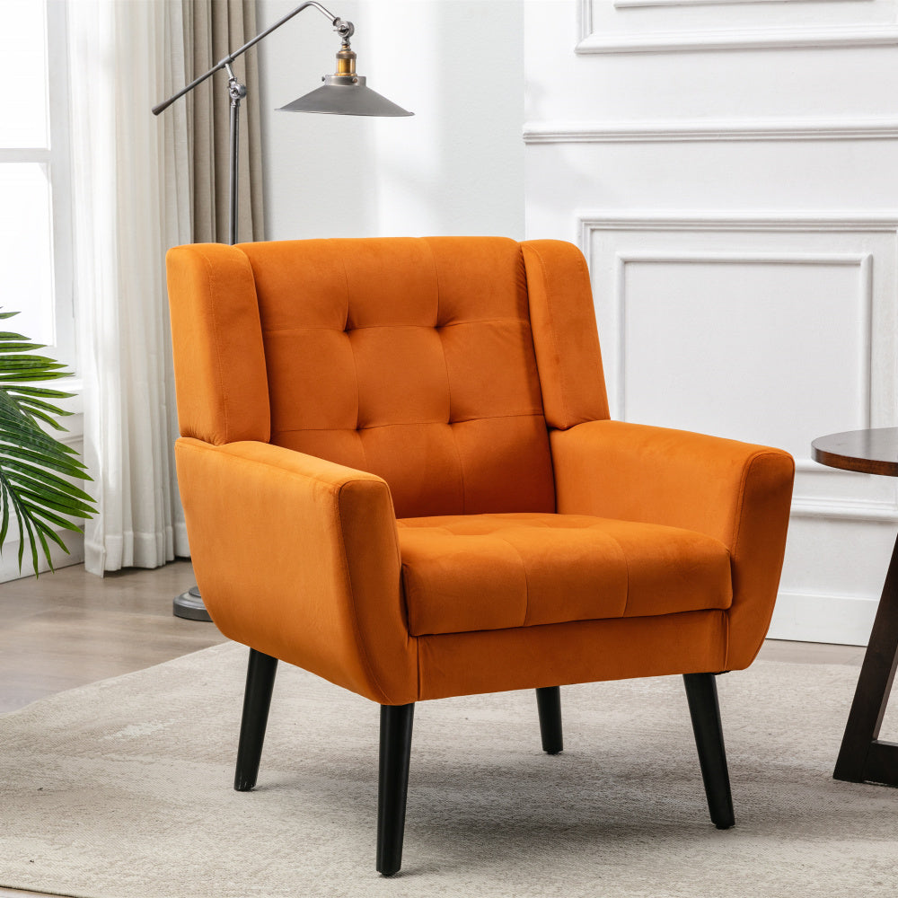 Modern Soft Teddy  Material Ergonomics Accent Chair Living Room Chair Bedroom Chair Home Chair With Black Legs For Indoor Home-Grey Teddy Fabric