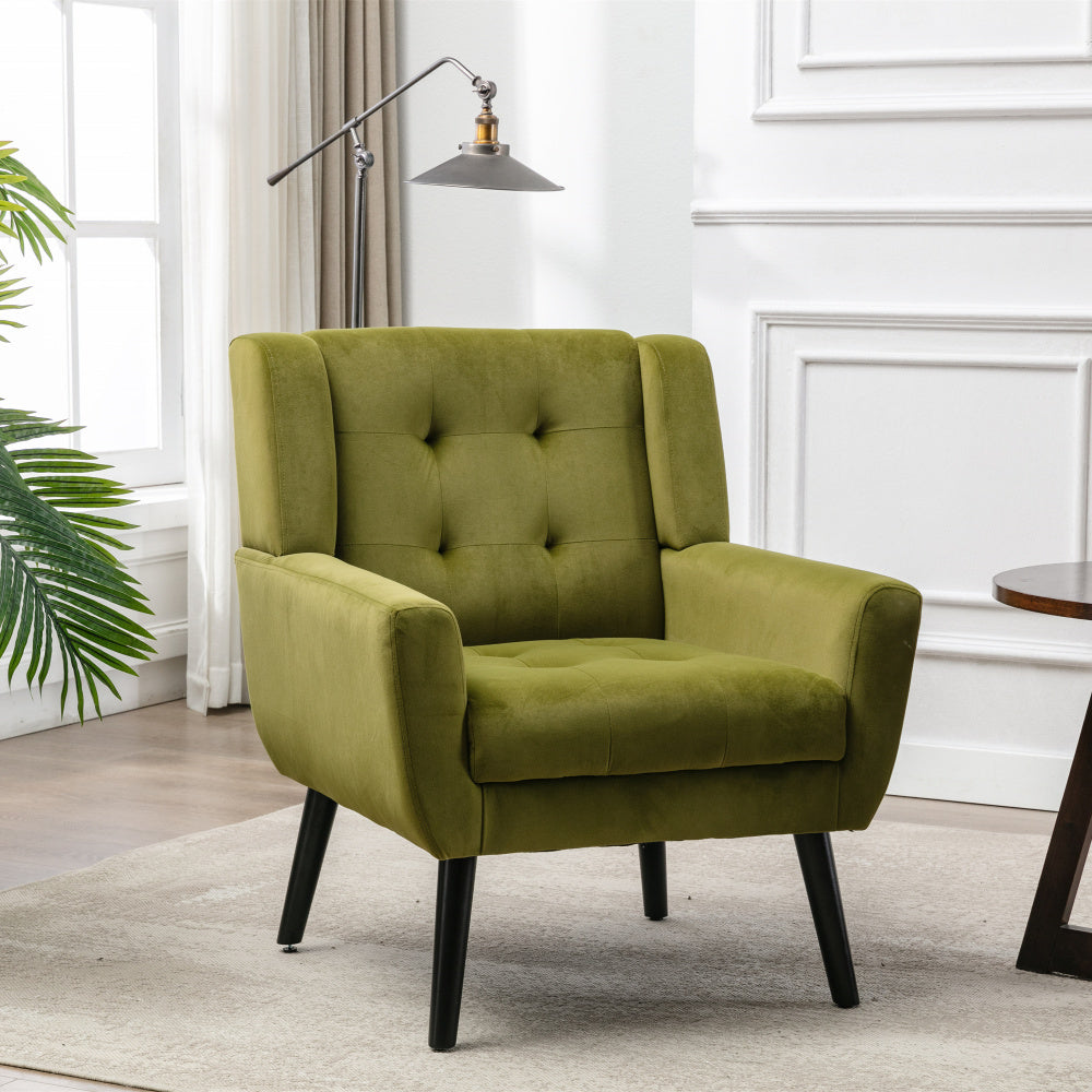Modern Soft Teddy  Material Ergonomics Accent Chair Living Room Chair Bedroom Chair Home Chair With Black Legs For Indoor Home-Grey Teddy Fabric
