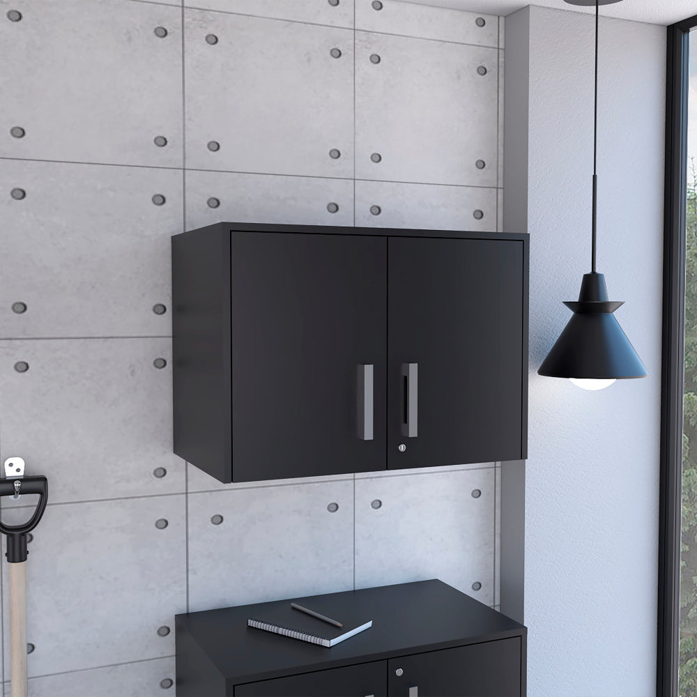 Black Wengue 2-Door Rectangle Wall Cabinet