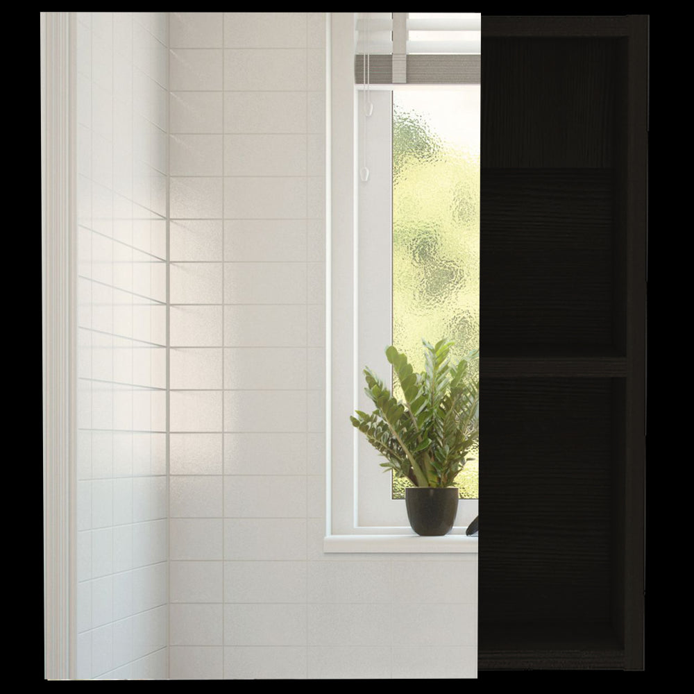 Whirlwind 1-Shelf Rectangle Medicine Cabinet  with Mirror Black Wengue
