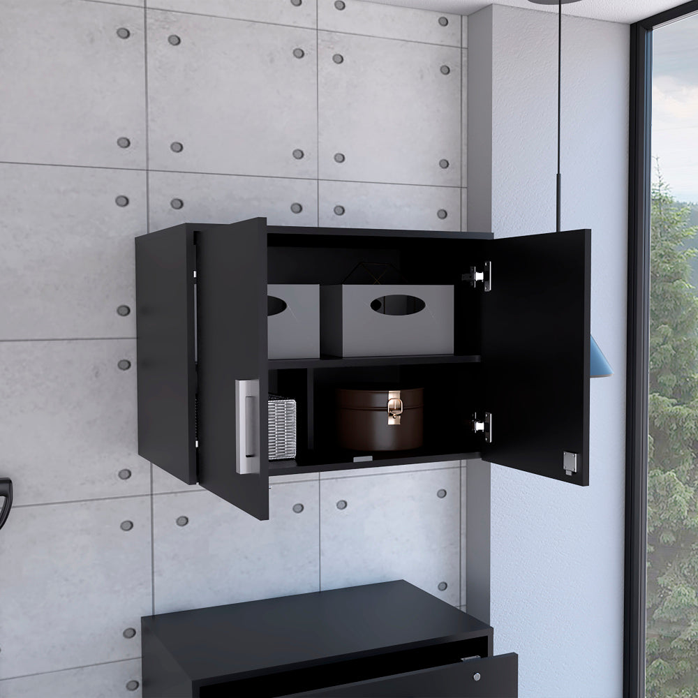 Black Wengue 2-Door Rectangle Wall Cabinet