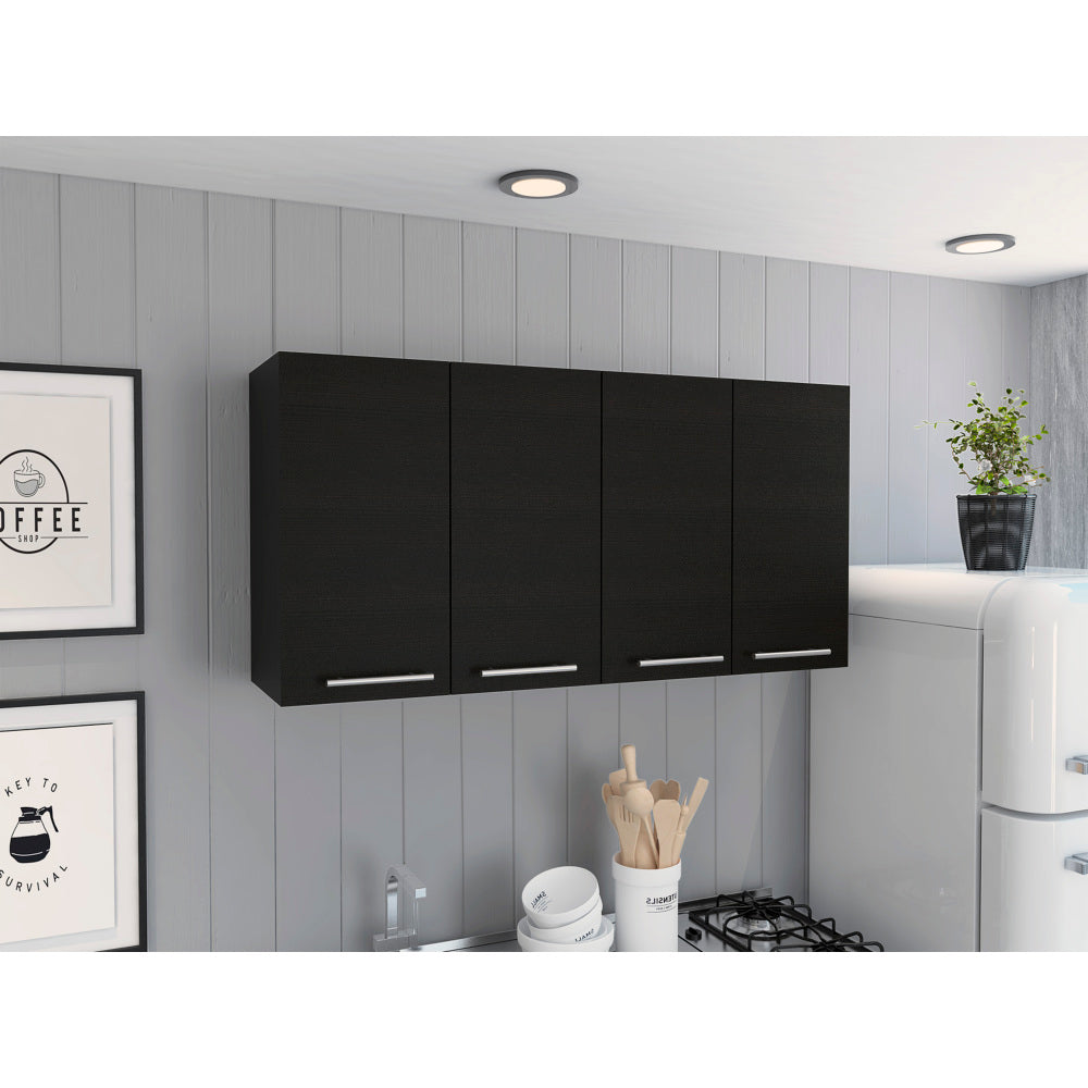Stockton Rectangle Four Swing Doors Wall Cabinet Black Wengue