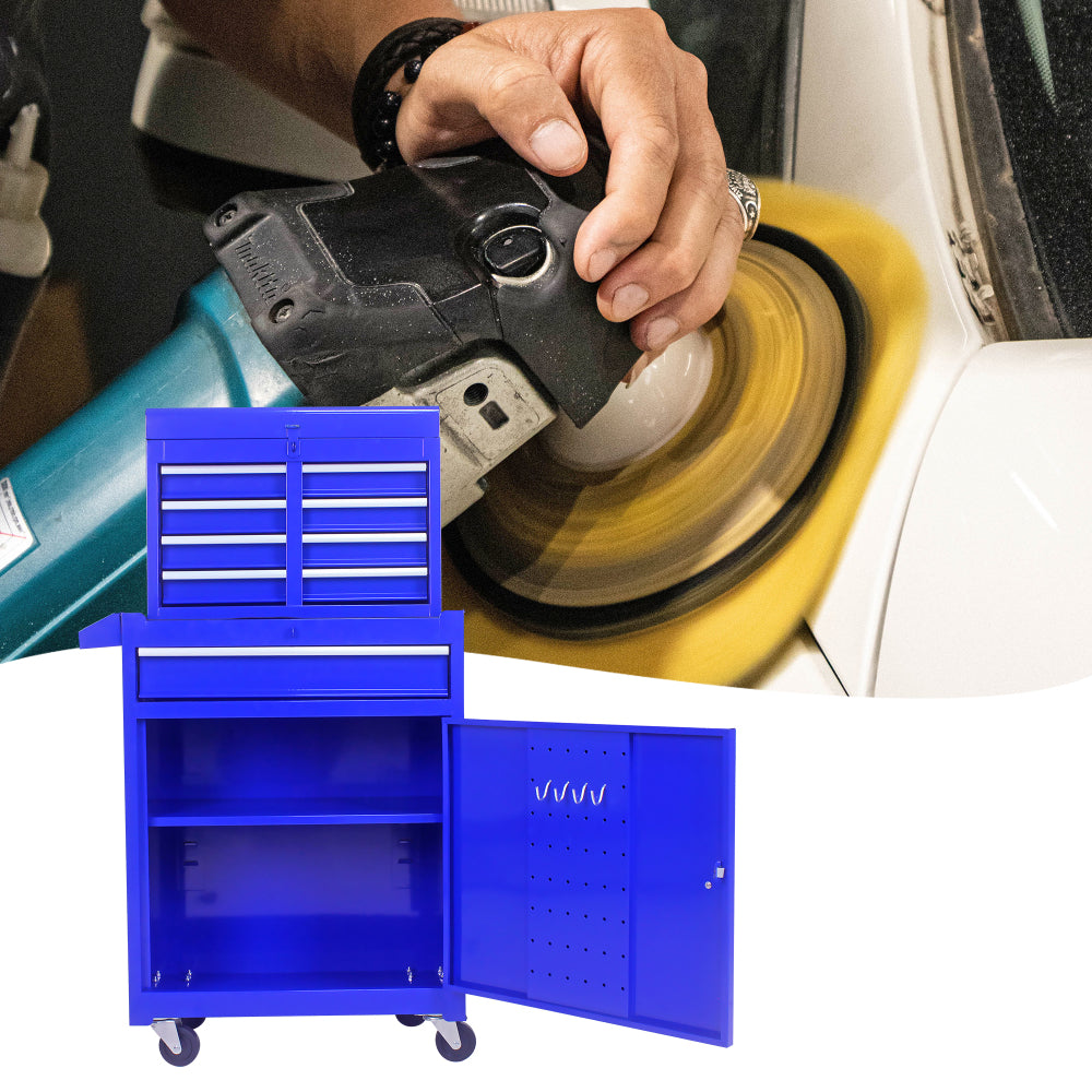 Rolling Tool Chest, 5-Drawer Tool Box Organizer w/Lockable Wheels & Sliding Drawers & Detachable Top & Adjustable Shelf, Tool Storage Cabinet for Garage Workshop(BLUE)