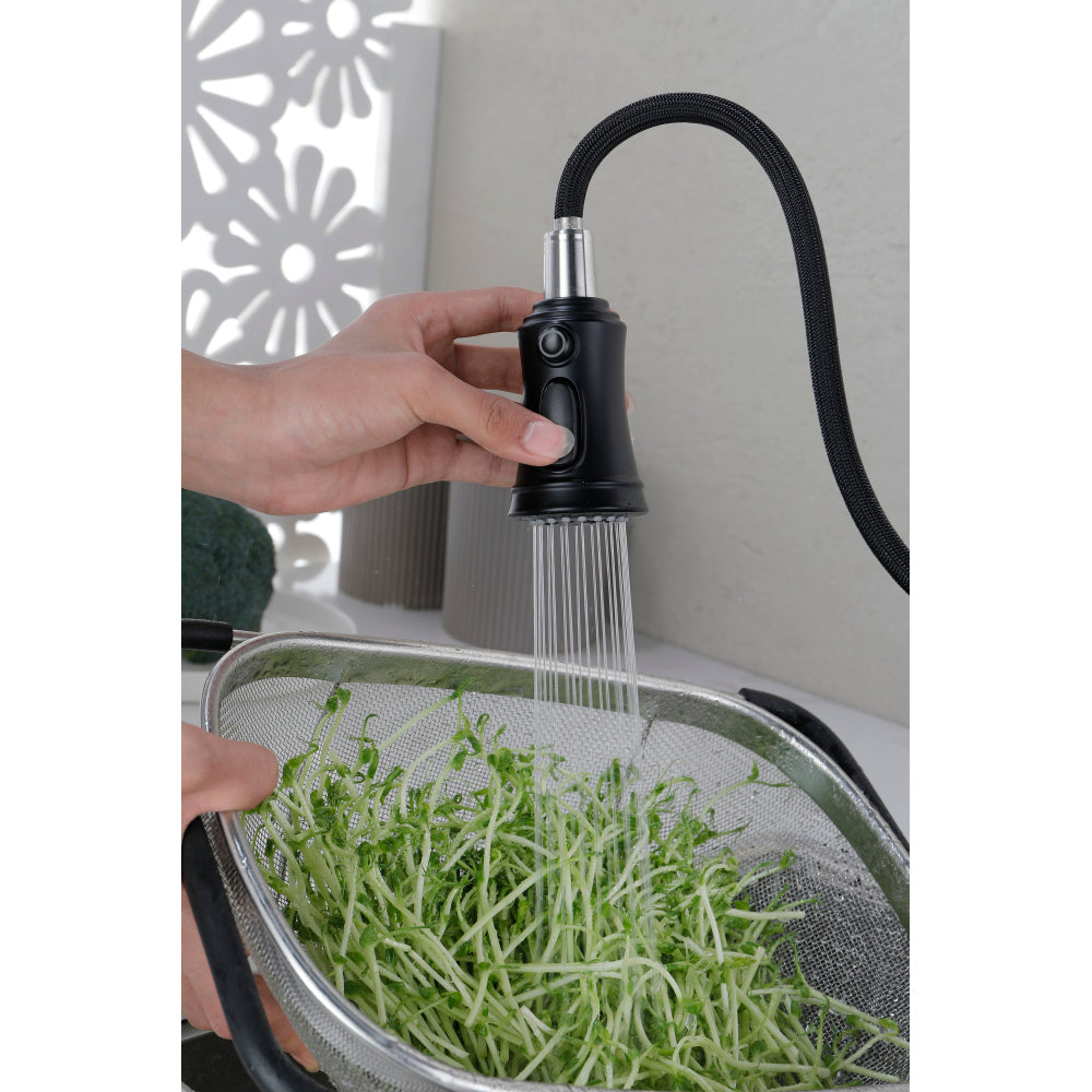 Single Handle High Arc Brushed Nickel Pull Out Kitchen Faucet,
Single Level Stainless Steel Kitchen Sink Faucets with 
Pull Down Sprayer
