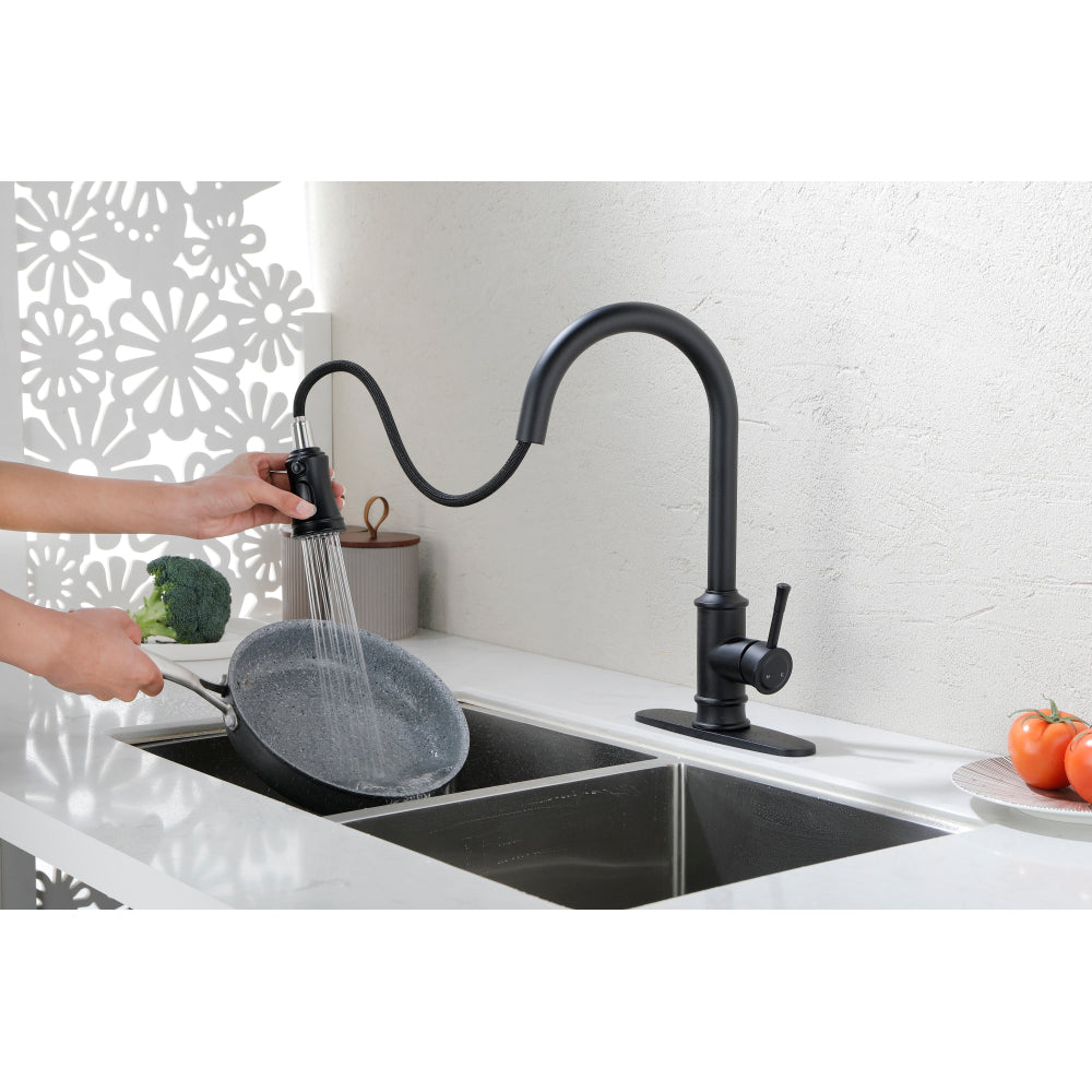 Single Handle High Arc Brushed Nickel Pull Out Kitchen Faucet,
Single Level Stainless Steel Kitchen Sink Faucets with 
Pull Down Sprayer