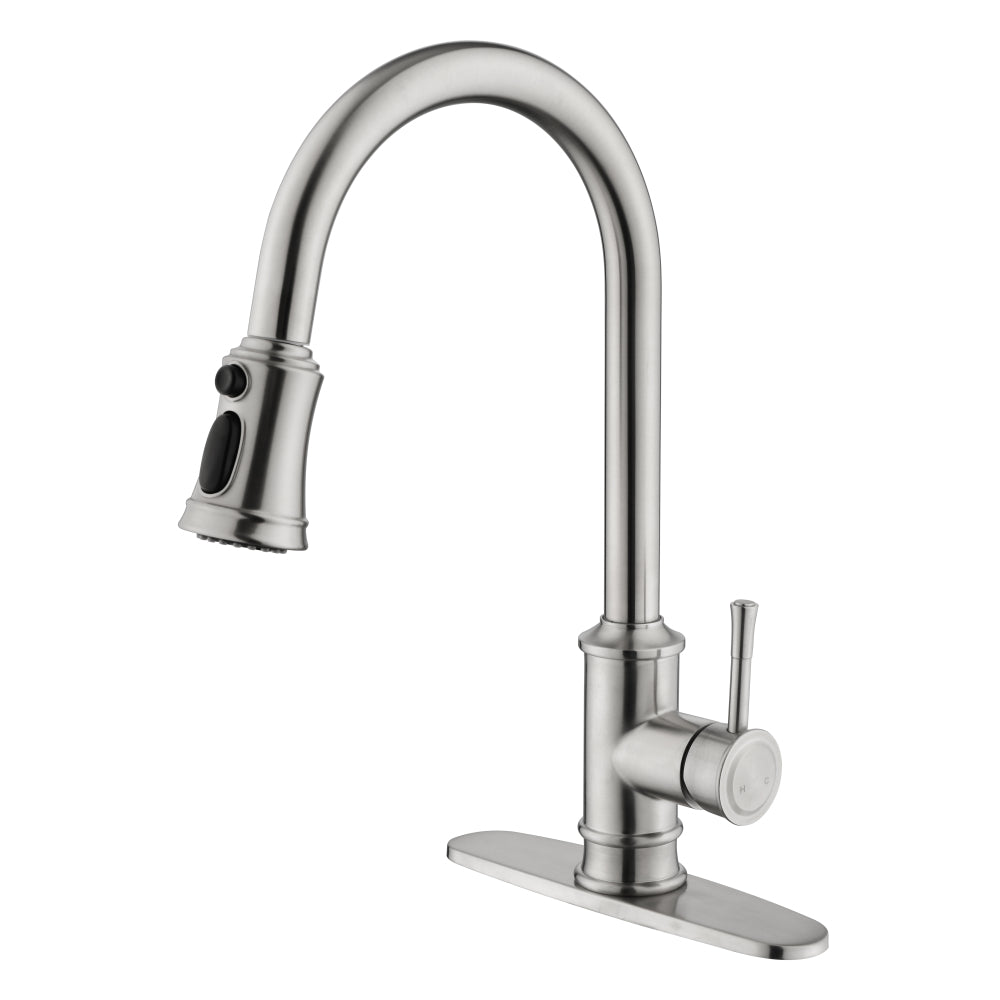 Single Handle High Arc Brushed Nickel Pull Out Kitchen Faucet,
Single Level Stainless Steel Kitchen Sink Faucets with 
Pull Down Sprayer