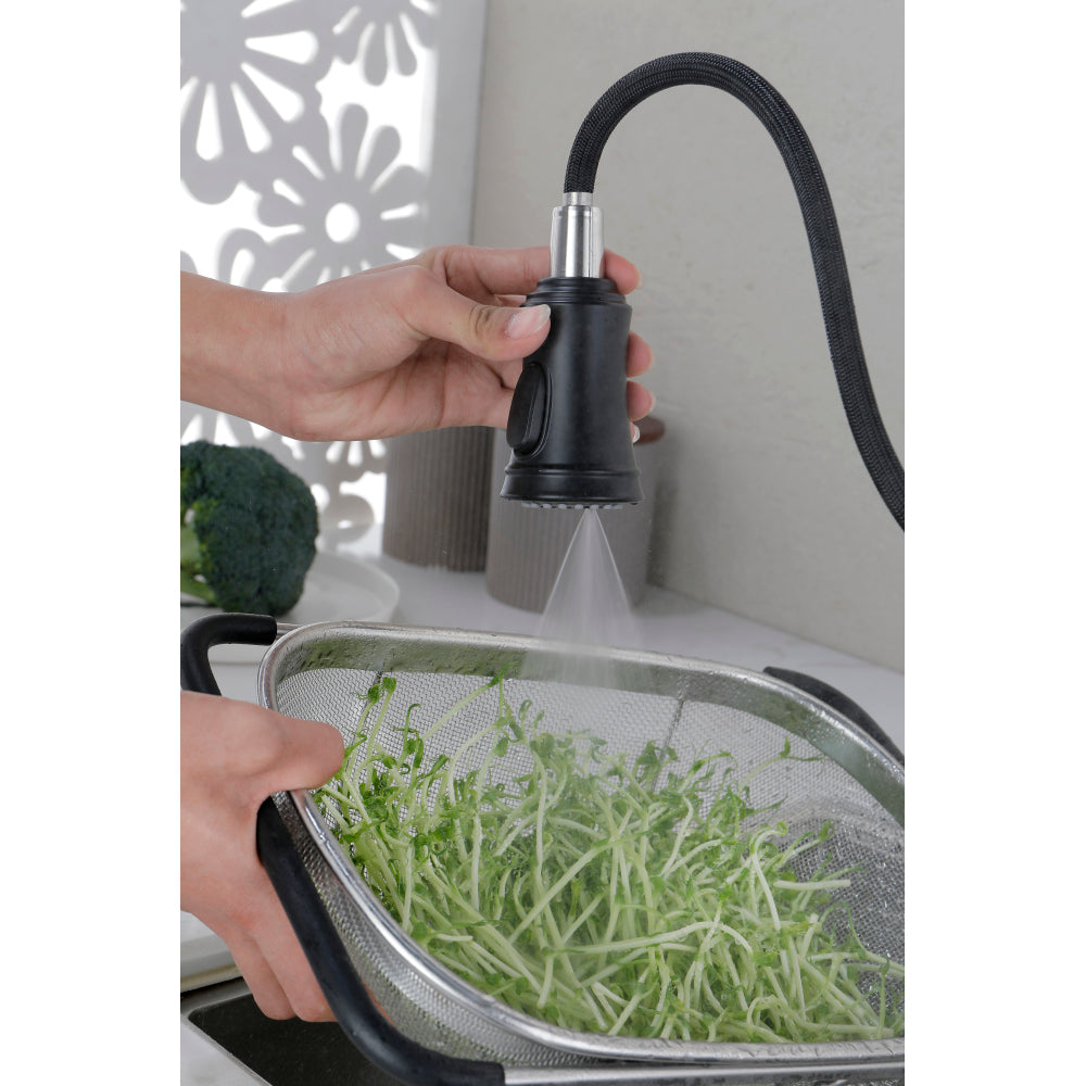 Single Handle High Arc Brushed Nickel Pull Out Kitchen Faucet,
Single Level Stainless Steel Kitchen Sink Faucets with 
Pull Down Sprayer