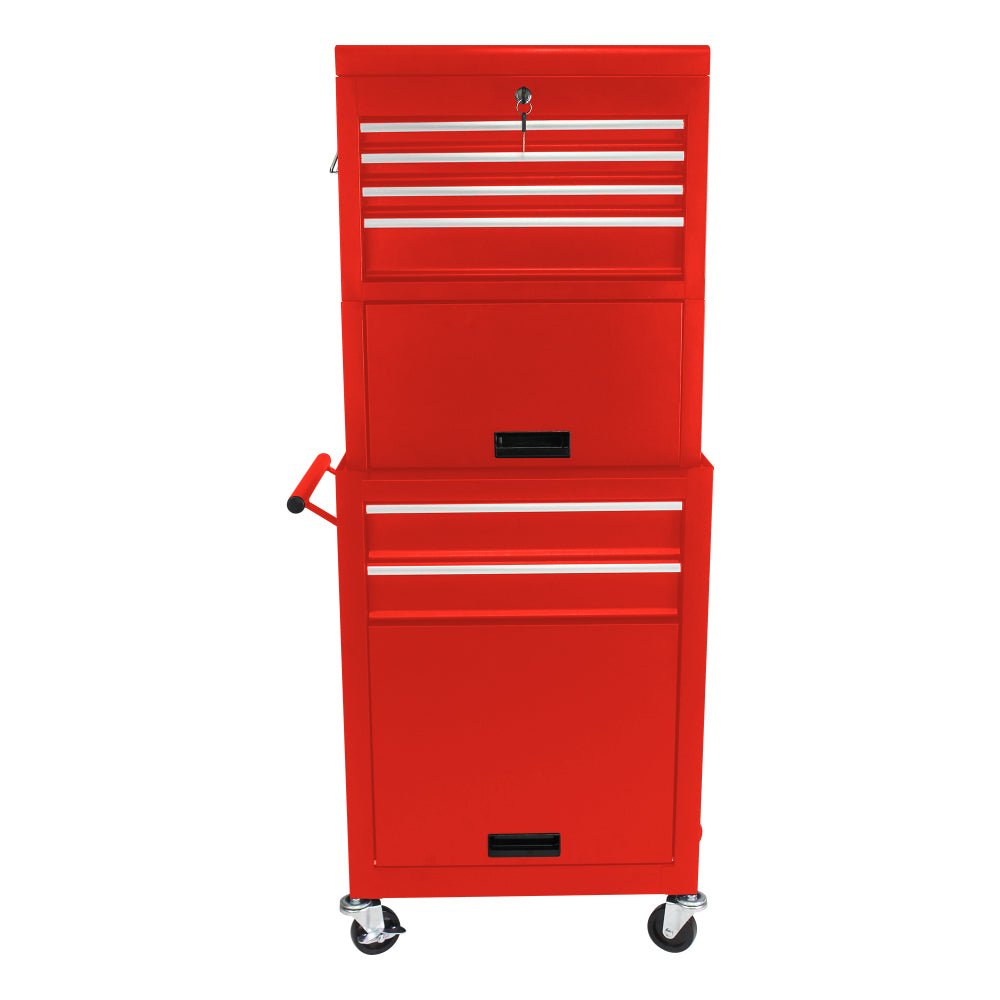 Tool Cabinet on Wheels, 6-Drawer Lockable Rolling Tool Chest w/ 4 Universal Wheels, 2 in 1 Detachable Tool Box Storage Organizer for Garage Workshop Repair Shop,RED
