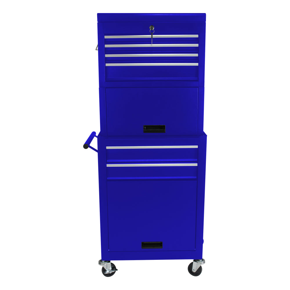 Tool Cabinet on Wheels, 6-Drawer Lockable Rolling Tool Chest w/ 4 Universal Wheels, 2 in 1 Detachable Tool Box Storage Organizer for Garage Workshop Repair Shop,BLUE