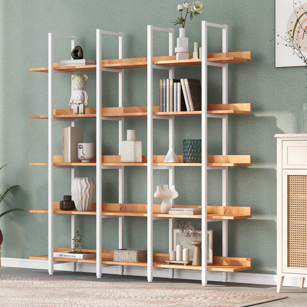 [VIDEO] 5 Tier Bookcase Home Office Open Bookshelf, Vintage Industrial Style Shelf with Metal Frame, MDF Board (Old Sku:WF286176AAK)