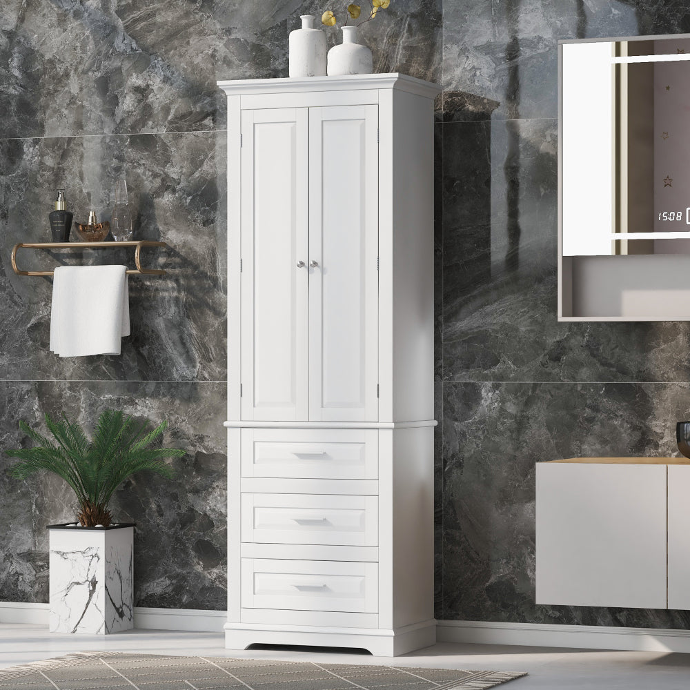 Tall Storage Cabinet with Two Drawers for Bathroom/Office, Grey