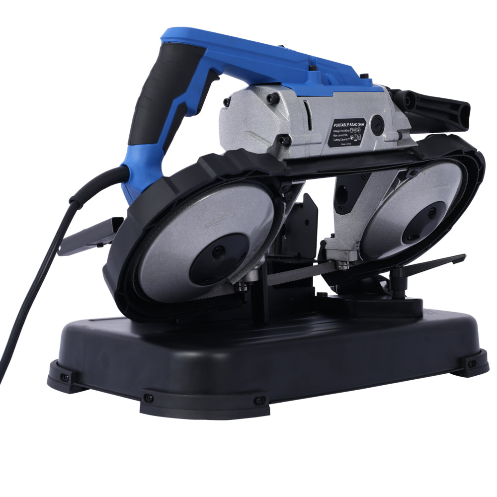 High-Performance Portable Band Saw with Removable Steel Base, 45°-90° Cutting, 10A 1100W Motor, 5-inch Depth Cut,