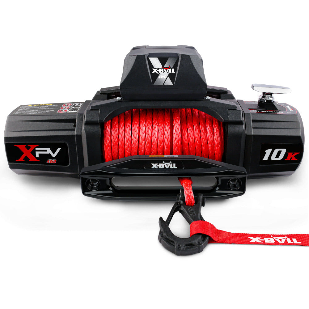 X-BULL Winch-10000 lb. BJ Load Capacity Electric Winch Kit -12V Synthetic Rope Winch,Waterproof IP67 Electric Winch with Hawse Fairlead, with Wireless Handheld Remote and Corded Control Recovery