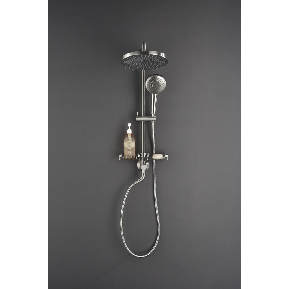 ShowerSpas Shower System, with 10" Rain Showerhead, 4-Function Hand Shower, Adjustable Slide Bar and Soap Dish,