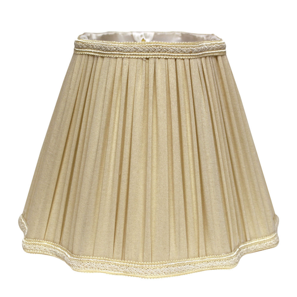 Inverted Corners Fancy Square Pleated Softback Lampshade with Washer Fitter, Taupe Color Natural Fabric Lampshade for Table Lamps, 5" Top x 12" Bottom x 9" Height