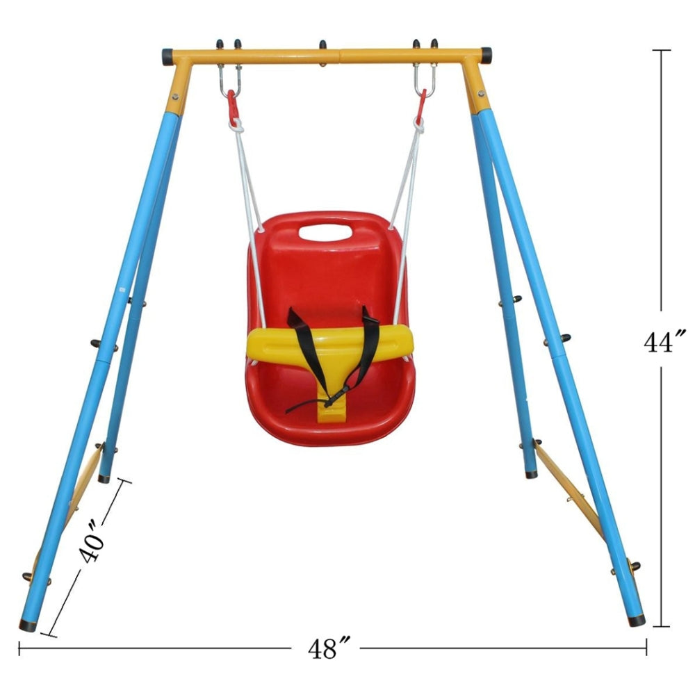Baby Toddler Indoor/Outdoor Metal Swing Set with Safety Belt for Backyard