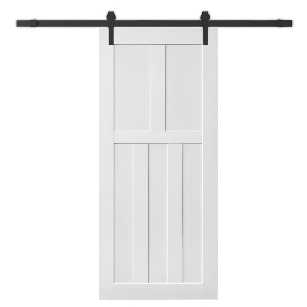 CRAZY ELF 28" x 84" Five Panel Real Primed Door Slab, DIY Panel Door, Modern Interior Barn Door, Moisture-proof, Anti-deformation, Pre-Drilled Ready to Assemble, Suitable for Pre-hung and Barn Door